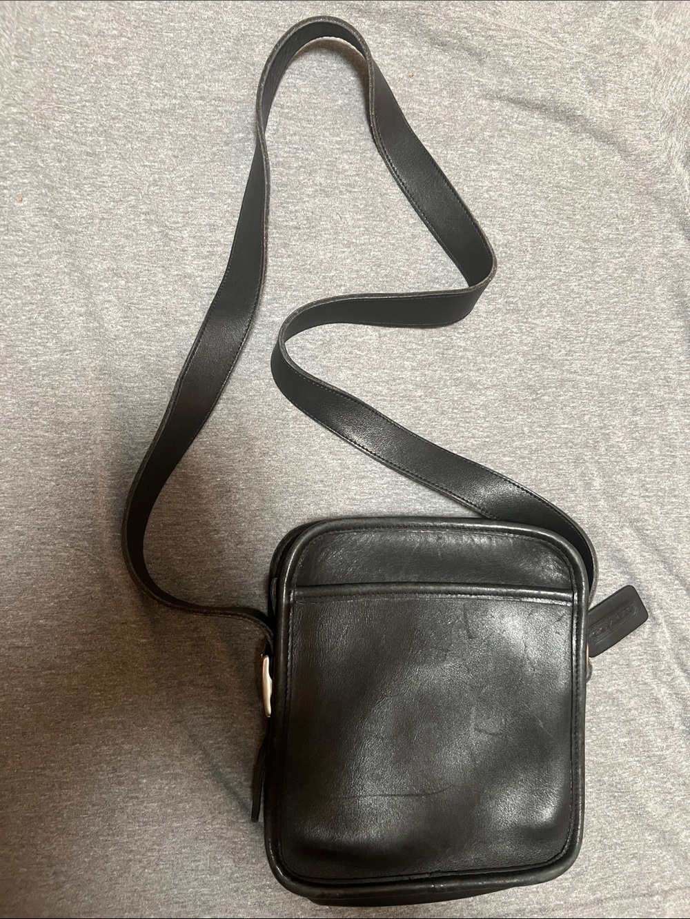 Coach Black Leather Messenger Bag for Men